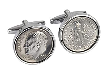 【中古】【輸入品・未使用】Worldcoincufflinks カフスボタン ロジウムメッキ 1965 誕生日コインカフスボタン 1965 US 10セント硬貨カフスボタンセット, ロジウムメッキシル