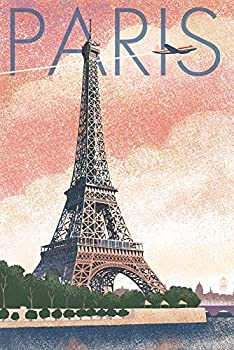 【中古】【インポート品・未当てはめる】光の都市、フランス共和国???エッフェル塔と川???Lithograph表現スタイル 24 x 36 Giclee Print LANT-50526-24x36