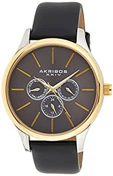 【中古】【輸入品・未使用】Akribos XXIV Men 's ak870ygb Round Silver Dial Three Hand Quartz Two Tone Strap Watch