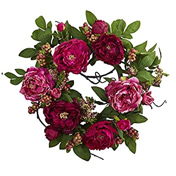 【中古】【輸入品・未使用】ほぼ自然20?in。ピオニーとBerry Wreath 20 inch グリーン 4538