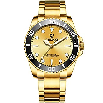 【中古】【輸入品・未使用】メンズメッキゴールドステンレススチールWatches防水スポーツアナログクォーツブラックダイヤル光腕時計 ゴールド｜スカイマーケットプラス