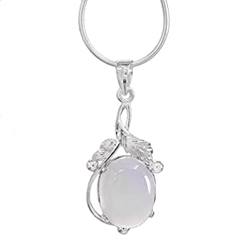 【中古】【輸入品・未使用】Novica。925スターリングシルバー玉髄ペンダントネックレス、15.5インチ、' Moon Goddessチャーム'