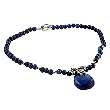 【中古】【輸入品・未使用】NOVICA ラピスラズリ .925スターリングシルバー ペンダントネックレス 18インチ ラブリーユリ