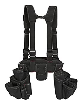 【中古】【輸入品・未使用】Dickies 4ピース カーペンターリグ パッド入りツールベルトサスペンダー 冷却メッシュ ツールベルト スチールバックル ブラック