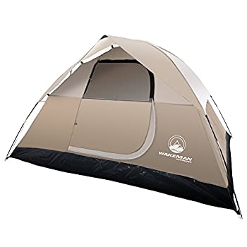 【中古】【輸入品・未使用】ウェイクマン75-CMP1017 4人用テント、取り外し可能レインフライとキャンプ用防水ドーム、キャリーバッグ、タン｜スカイマーケットプラス 27,609円