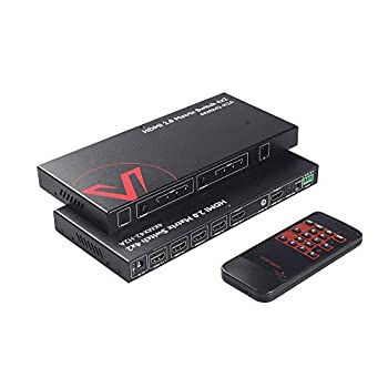 【中古】【輸入品・未使用】AVアクセスHDMIマトリックススイッチ 4x2 4K@60Hz 4:4:4 HDR ARC/SPDIF 5.1CH、3.5mmステレオオーディオ、スケーラー4K 1080P同期、HDCP 2.2 18G