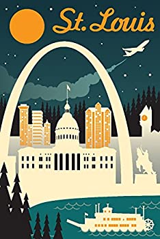 【中古】【輸入品・未使用】セントルイス、ミズーリ州???レトロSkyline 24 x 36 Giclee Print LANT-78406-24x36