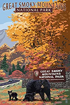【中古】【輸入品・未使用】Park Entrance and Bear Family - Great Smoky Mountains National Park, TN (24x36 Giclee Gallery Print, Wall Decor Travel Poster) by Lante|スカイマーケットプラス