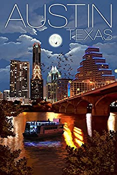【中古】【輸入品・未使用】Austin, Texas - Skyline at Night (24x36 Giclee Gallery Print, Wall Decor Travel Poster) by Lantern Press