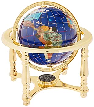【中古】【インポート品・未当て嵌める】[特殊美術]Unique Art Since 1996 Unique Art 10Inch Tall Table Top Blue Lapis Ocean Gemstone World Globe with 4 [並行輸入品]