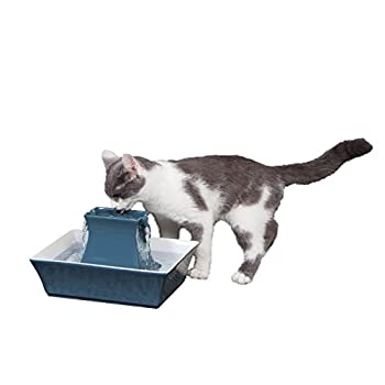 【中古】【輸入品・未使用】PetSafe Drinkwell Waterer Pagoda Fountain Blue Bowl Dual Free Falling Streams