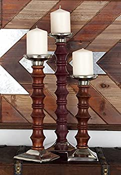 【中古】【輸入品・未使用】Deco 79 51581 木製/アルミニウム キャンドルホルダー 12インチ/15インチ/18インチ|スカイマーケットプラス