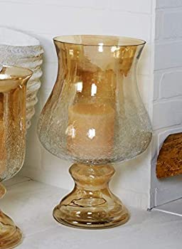 【中古】【輸入品・未使用】Deco 79 トラディショナル ガラス イレギュラー ハリケーンランプ 9インチ x 9インチ x 16インチ ゴールド|スカイマーケットプラス