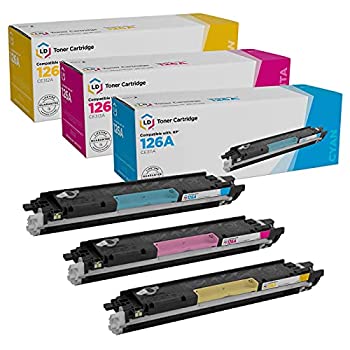 【中古】【インポート品・未当て嵌める】LD 生まれ変わりトナーカートリッジ HP 126A用 (シアン、マゼンタ、黄色、3個容器に並べる)