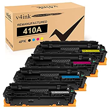 【中古】【インポート品・未当て嵌める】V4INK 取り替えっこトナーカートリッジ HP 410A CF410A 410X CF410X 4容器に並べる HP Color Laserjet Pro MFP M477fdw M477fnw M477fdn M452dn M452北西 M477 M4