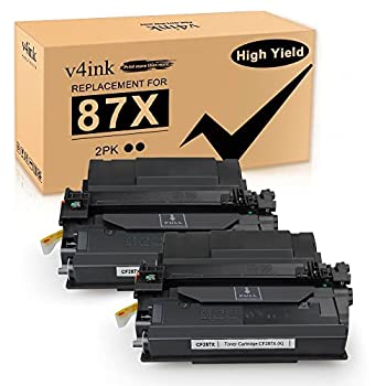 【中古】【インポート品・未当て嵌める】v4ink 取り替えっこトナーカートリッジ HP 87X CF287X トナーカートリッジ 黒いこと 2個容器に並べる 大静電容量18,000ペイジ