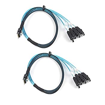 【中古】【輸入品・未使用】2PCS SFF-8654 → 4 x SATA データ転送ケーブル Mini SAS 38p 12Gbps 接続ライン マルチレーン ミニ SAS ホスト内部ケーブル サーバー用