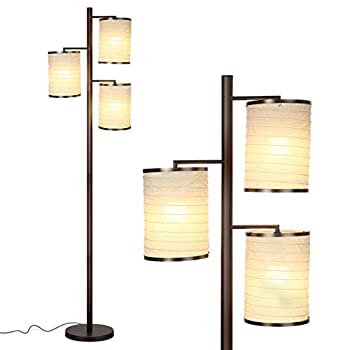 【中古】【輸入品・未使用】Brightech Liam LED床lamp-tall Pole Industrial Standing 3?Wayツリーランプ円柱ランタンスタイルshades-クラッシー&コンテンポラリーwith 3装