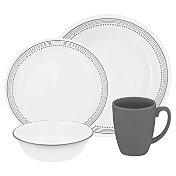 【中古】【輸入品・未使用】Corelle Vitrelle Glass Mystic Chip and Break Resistant Dinner Set, Set of 16, Grey|スカイマーケットプラス