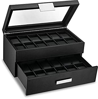 【中古】【輸入品・未使用】男性用ウォッチボックス ? 24スロット ラグジュアリーなディスプレイケース オーガナイザー カーボンファイバーデザイン 男性用ジュエリー・腕