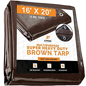 【中古】【輸入品・未使用】Xpose Safety 極めて高い耐久性 16?ミル ブラウンポリ防水シート?-?厚みのある防水仕様、UV耐性、腐食耐性、引き裂き耐性、破れ防止。 グロメ