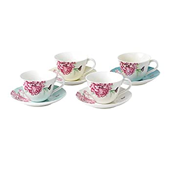 【中古】【輸入品・未使用】Royal Albert Miranda Kerr Everyday ティーカップ&ソーサー ミックスセット 4 マルチ 磁器 ティーカップ/ソーサーセット 4｜スカイマーケットプラス