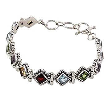 【中古】【輸入品・未使用】Novica multi-gemガーネット。925スターリングシルバーリンクブレスレット、7、\