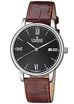 【中古】【輸入品・未使用】Charmex Amalfi ラグジュアリー スイス製 メンズウォッチ | サファイアクリスタル文字盤 | ブラウン本革ベルト | 42mmシルバーメッキステンレス