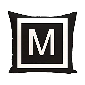 【中古】【インポート品・未当て嵌める】20in x 20in 黒いこと 白いこと M モノグラム 投げること ピロー 雁の使い M 刷り上げる 長いす 座布団 モノグラム M かざり付ける 枕 寝台 長いす