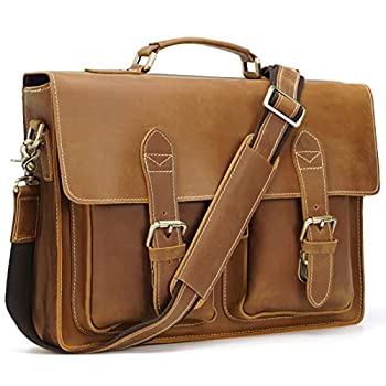 【中古】【輸入品・未使用】Polare レトロフルグレインレザー メンズ 15.7インチ ノートパソコン ブリーフケース メッセンジャーバッグ サッチェル｜スカイマーケットプラス