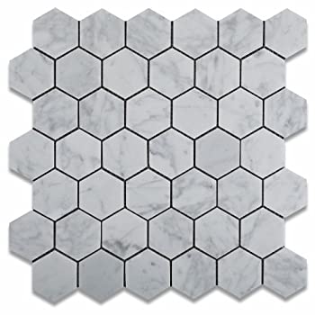 【中古】【輸入品・未使用】Bianco Carrara大理石ホワイトポリッシュ2?"六角モザイクタイル Box of 5 sq. ft. 2x2-CARHEX-5-OTS|スカイマーケットプラス