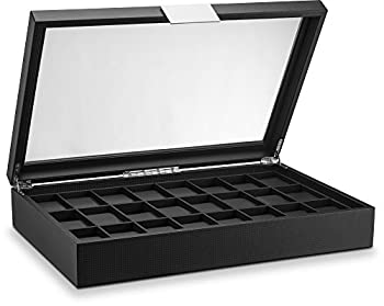 【中古】【輸入品・未使用】Glenor Co メンズ 腕時計ボックス - 24スロット フラット ラグジュアリー ディスプレイケース オーガナイザー カーボンファイバーデザイン メン