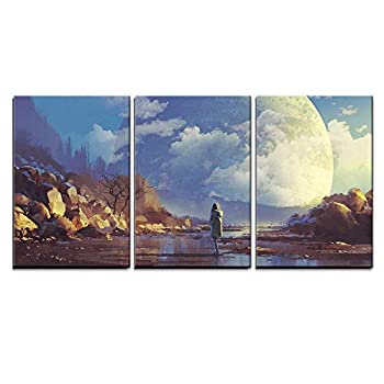【中古】【インポート品・未当て嵌める】wall26 ? 3天下太平 キャンバスウォールアート ? 別の大地を見ている独りぼっちな亭主もちの見晴らし さし絵図面 ? モダンホームアート 枠張り済み すぐに掛
