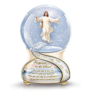 【中古】【輸入品・未使用】Footprints in the Sand Musical Glitter Globe with Sculptural Jesus図by the Bradford Exchange