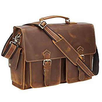 【中古】【インポート品・未当て嵌める】Polare 17in メンズ フルグレインレザー 万覚え帳マイコン ブリーフ容れもの 商行為 伝達人御徒面子 サッチェル YKK金属元素ファスナー付き添い人
