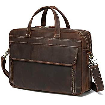 【中古】【インポート品・未当て嵌める】Lannsyne ヴィンテージ本革ブリーフ入れもの メンズ 17in ノートパソコンバッグ 飛脚屋 差し交わす上半身 肩先 コンピューターサッ