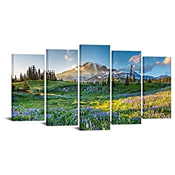 【中古】【輸入品・未使用】ライブアート装飾???Largeキャンバス印刷ウォールアートMount Rainier National Park At Sunrise風景画ジークレー印刷ギャラリーラップハング