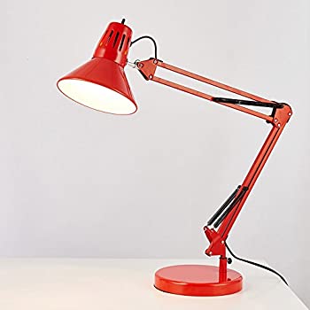 【中古】【輸入品・未使用】アメリカンデスクランプ ファッション LED 学習 作業 ベッドヘッド クリップライト ロングアーム 折りたたみ 目 子供 学生 読書灯 (色:赤)