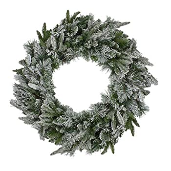 【中古】【輸入品・未使用】Northlight ミックスフロック ローズメリー エメラルド 天使 松 人工クリスマス リース 30インチ ライトなし グリーン
