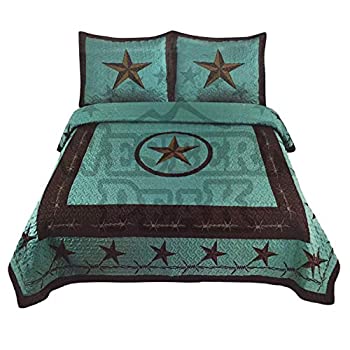 【中古】【インポート品・未当て嵌める】3天下太平Western Lone Star Barb Wire船室/ロッジキルトベッドスプレッドCoverlet仕掛ける 統治女王 3892989
