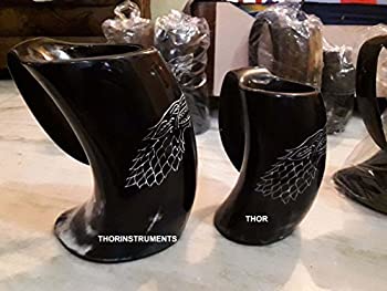 【中古】【輸入品・未使用】RealホーンバイキングDrinkingカップセットの2つのAleビールワインGoblet Tankard Meadマグ