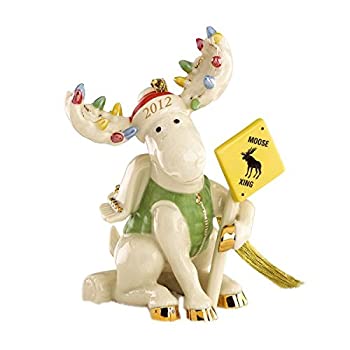 【中古】【インポート品・未当て嵌める】Lenox 2012?Merry Moose Crossing Annual飾り付け キッチン用品・食器・調理器具-その他