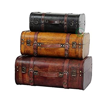 【中古】【輸入品・未使用】Vintique Wood 3-Colored Vintage Style Luggage Suitcase/Trunk, Set of 3 [並行輸入品]｜スカイマーケットプラス