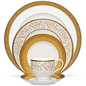 【中古】【インポート品・未当て嵌める】Noritake Summit ゴールド 食器5点書き割り 白いこと