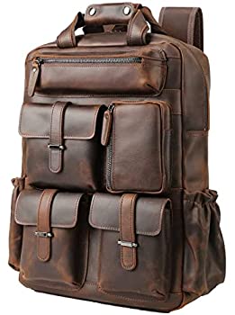 【中古】【輸入品・未使用】Men's Vintage Classic Leather Travel Weekender Casual Outdoor School Multi-pockets Case 15.6 Inch Laptop Luggage Suitcase Daypack Overn｜スカイマーケットプラス