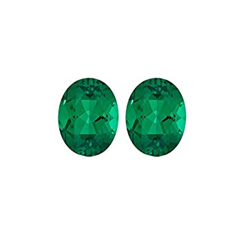 【中古】【インポート品・未当て嵌める】Mysticdrop 2.06-3.80 Cts 9x7 粍 AAA オーバルロシア帝国人工エメラルド (2個) ルースジェムストーン