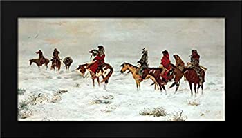 【中古】【輸入品・未使用】Lost in A Snowstorm - We are Friends フレーム入りアートプリント by Russell, Charles M. 24x14 Inches BSM-EX-64_133296-BSM_24x14