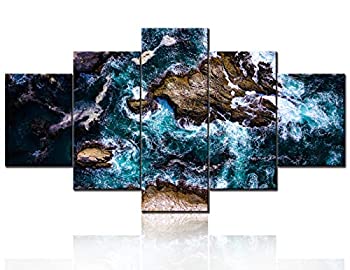 【中古】【輸入品・未使用】5点 - 海の風景画 HDプリント キャンバス 60\