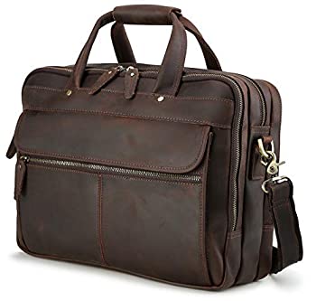 【中古】【インポート品・未当て嵌める】ISweeメンズレザーヴィンテージスタイルメッセンジャーバッグポートフォリオブリーフケースフィット2ノートパソコンケース14?\