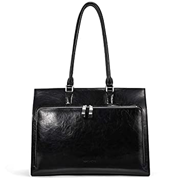 【中古】【インポート品・未当て嵌める】BOSTANTEN レザーブリーフケース レディース ビンテージ 15.6in 一回りとっ始め御徒面子 ビジネストート 肩肉ハンドバック, 黒いこと, Lar